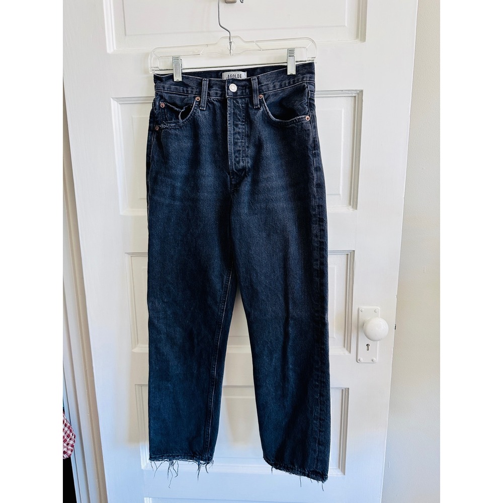 AGOLDE 90s Crop High Rise Straight Leg Jeans Washed Black A173E-1157 Size 24